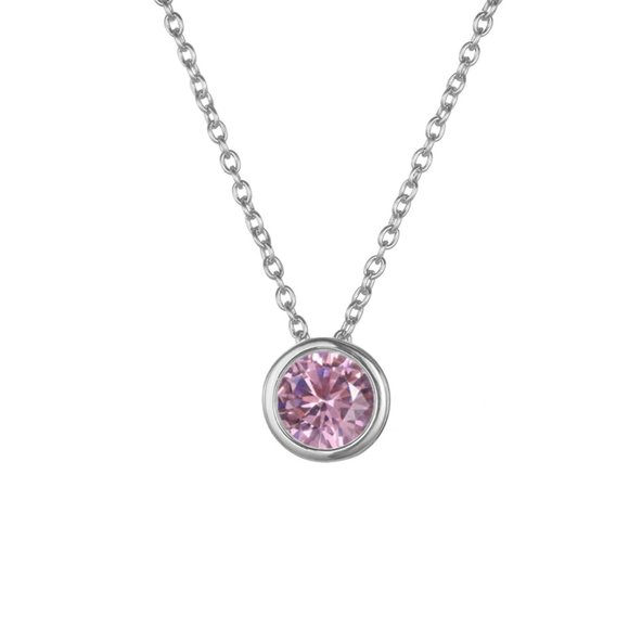 Preserved Rose In a Acrylic Box with Silver Plated October Birthstone Necklace - Picture 3 of 15